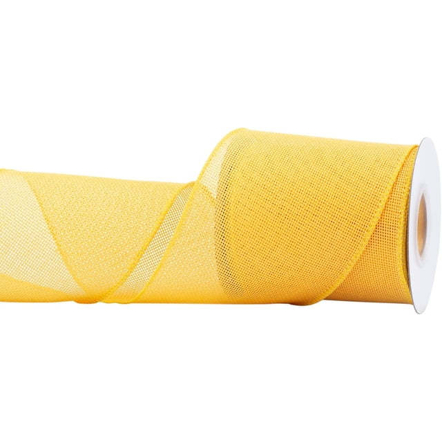 Joycrosso Burlap Wired Edge Ribbon 4 inch x 10 Yards, Yellow, Ideal for Crafting, Gift Wrapping, Wreath, Christmas Tree, and Rustic Wedding Decorations