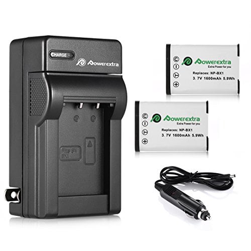 Powerextra 2 Pack Replacement Sony NP-BX1 Li-ion Battery and