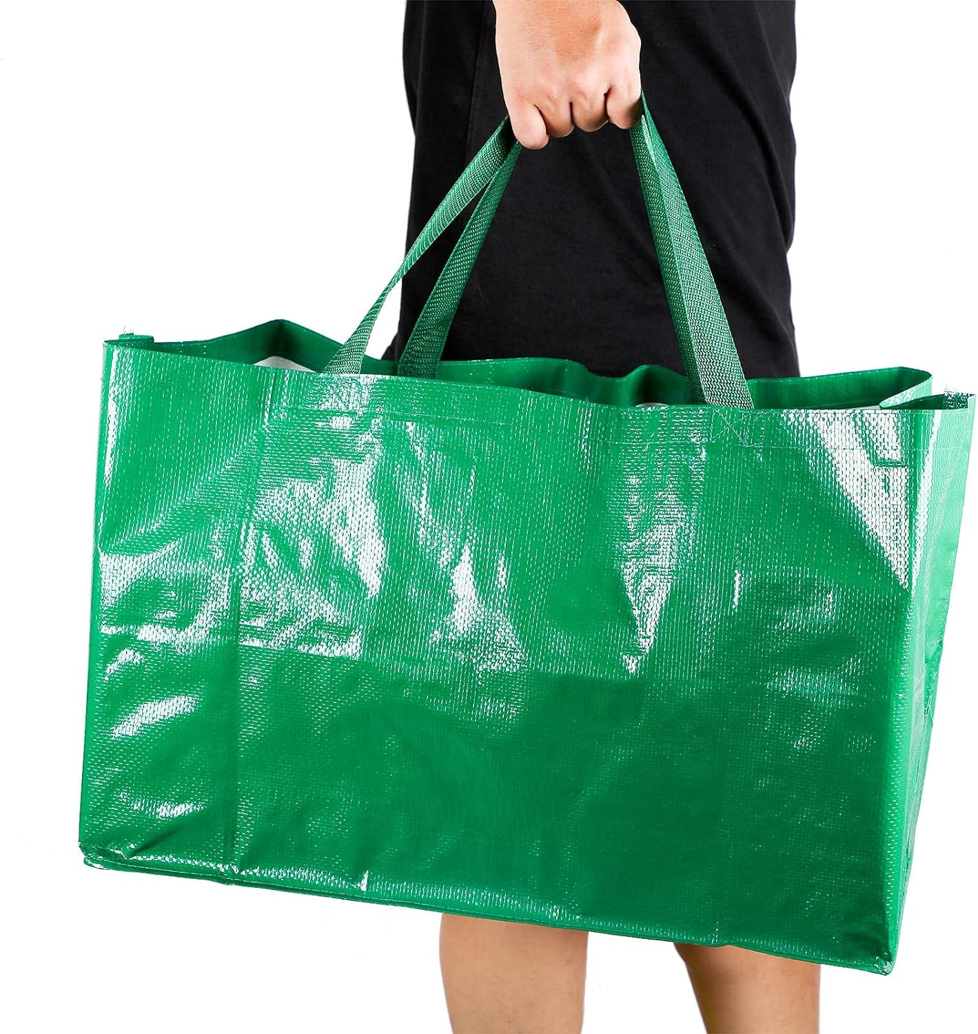 3PCS Extra Large Reusable Shopping Grocery Bags with Handles Colorful Woven Plastic Waterproof Lightweight Tote Bags(Random Color)