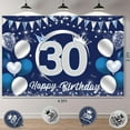 thumbnail image 6 of 30th Birthday Decorations for Men Navy Blue and Silver, Happy 30th Birthday Backdrop, Triangle Flag Banner, Number 30 Balloon, Thirty Year Old Birthday Party Supplies, 6 of 6