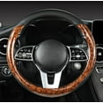 thumbnail image 3 of 15 Inch Wood Grain Steering Wheel Cover for Women Men Anti-Slip Odorless Comfortable Four Seasons Universal Car Wheel Cover Protector, Red, 3 of 3
