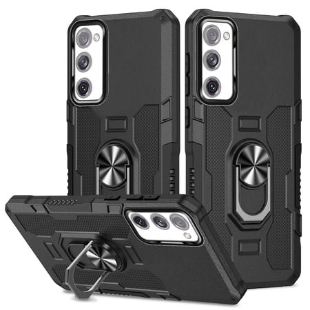 YEYKX Case for Samsung Galaxy S20 FE 2022/S20 FE 5G/S20 FE, Ring Holder Kickstand Anti-Fingerprint Non-slip Anti-Drop Heavy Duty Defender Rugged Case Cover for Samsung S20 FE Phone 6.5"