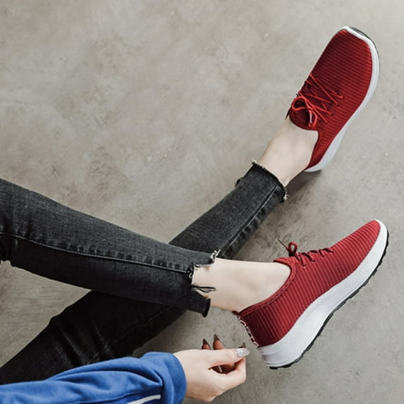 Vedolay Summer Sneakers Women Platform Sneakers Comfort Non-Slip Walking Shoes,Red 6.5