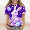 thumbnail image 2 of YOUYEDIAN 2026 Easter Girls T Shirts Funny Bunny Graphic Short Sleeve Tee Tops Festival Cute Cotton T-Shirt Outfits (Purple, 13-14 Years), 2 of 5