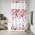 thumbnail image 6 of No Hook Shower Curtain, Pink Eucalyptus Leaves Shower Curtains for Bathroom with See Through Top Window, Summer Botanical Watercolor Waterproof & Washable Bath Curtain Stand Up Stall 36"x72", 6 of 9
