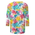 thumbnail image 4 of Shirts for Women 3/4 Sleeve Printing Round Neck Casual Loose T-shirt Blouses Multicolor,Womens Tops, 4 of 6