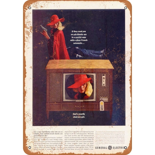 1963 General Electric Color Television Metal Sign 10x14 Inch Vintage Look Walmart Com
