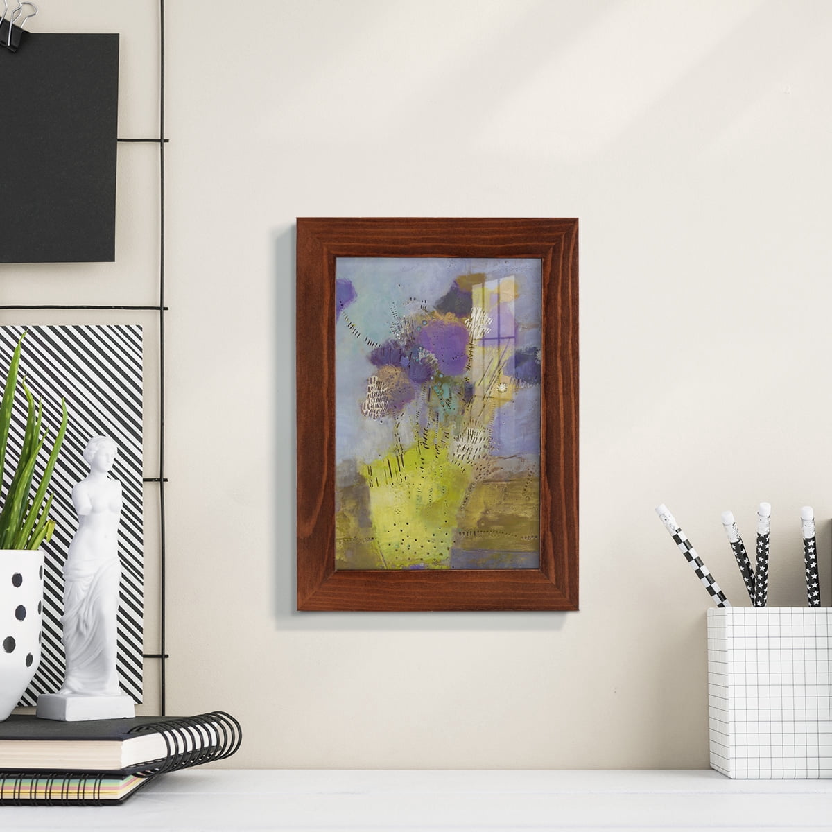Blumen I -Framed Print w/glass-Chestnut
