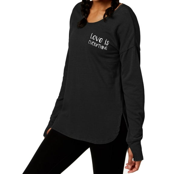 Ideology Womens Graphic Strappy Back Long Sleeve Top;XS