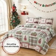 thumbnail image 3 of Christmas Quilt Set Queen/Full Xmas Holiday Bedroom Decor Lightweight Bedspread Coverlet Soft Microfiber Bedding Collection Home Reversible Quilt Red, 3 of 6