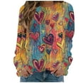 thumbnail image 4 of AUNVITO Women's Valentine's Day Sweatshirt Long Sleeve Round Neck Pullover with Heart Print Casual and Trendy Style, 4 of 5