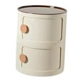 thumbnail image 4 of CoudarTitie Accent Center Round NightStand Decor Furniture Storage Cabinet Bedside Table End Beige 2Layers H40cm, 4 of 9