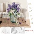 thumbnail image 5 of Purple Lavender Blanket Soft Cozy Warm Twin Blanket for Bed, Plush Fuzzy Flannel Fleece Blankets for Sofa, Spring Floral Daisy Butterfly Leaves Beige Throw Blankets for Couch Gifts, 60"x80", 5 of 9