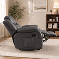 thumbnail image 3 of Wide Seating PU Leather Recliner Chair with Massage and Heating Function Living Room Furniture Grey, 3 of 8