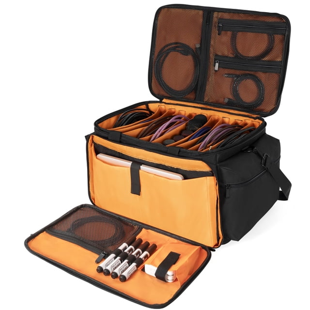 Archivador de cables AKOZLIN con separadores desmontables, negro y naranja