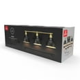 thumbnail image 3 of Globe Electric 5-Piece Matte Black Bath Accessory Set with 24" 3-Light Vanity Light and Matte Brass Accents, Vintage Industrial Style, LED or Incandescent Bulbs, 3 of 9