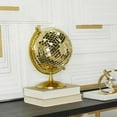 thumbnail image 2 of DecMode Stainless Steel Glam Disco Ball Inspired Globe 9"W x 12"H, with Metallic Gold Finish and Mirror Overlays, 2 of 8