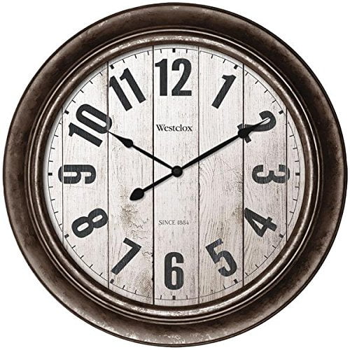 Westclox 15.5″ Round Plastic Wall Clock with Antique Bronze Finish