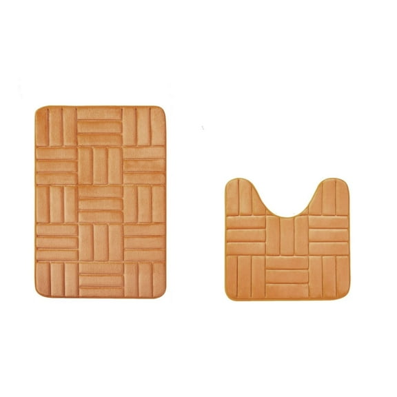 2 Pc Memory Foam Bathmat Gold