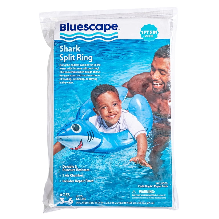 MoKo Opblaasbare Haai Zwemband – Ronde Zwemband Voor Kinderen, Cartoon Haai Design, 143 Cm, Geschikt Tot 100 Kg, Blauw Met 1 Oog