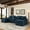 Blue + Fabric + Fiber Foam and Polyester Fiber Pad + 6 Seat, variant on SEENYOO 130" U-Shaped Cloud Couch, Sectional with Console and Cup Holders, 6-Seat Sleeper Sofa with Chaise, Sectional Couches for Living Room, Black