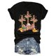 thumbnail image 2 of Camiseta de cuello redondo con estampado de huevos de Pascua, camiseta informal de manga corta y cuello redondo para las cuatro estaciones, ropa de mujer, top deportivo de ocio., 2 of 6