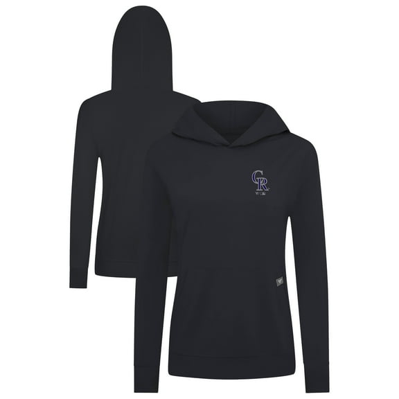 Women's Levelwear Black Colorado Rockies Cooperstown Collection Relay Core Logo Pullover Hoodie