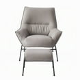 thumbnail image 2 of Abela 2pc Set Accent Chair and Ottoman, Light Gray Top Grain Leather, 2 of 3