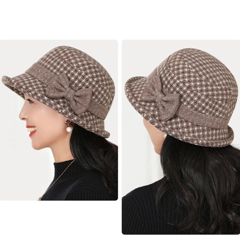 Winter Cloche Bucket Hat for Women Wool Elegant Dress 1920s  display picture 1