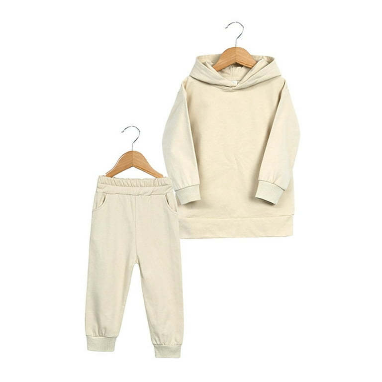 NIUREDLTD Kid Fall Winter Sweatsuits Set Kids Toddler Baby Girls Boys  Autumn Winter Solid Cotton Long Sleeve Hooded Hoodie Pants Set Clothes  Pullover