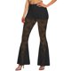 thumbnail image 1 of Pantalones acampanados de cintura alta con encaje para mujer: malla transparente, diseño floral, cintura elástica, cordón, transparentes, tallas S-L, encaje de poliéster, lavado a mano., 1 of 5