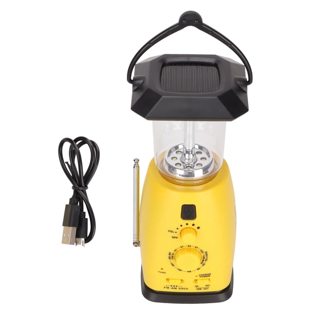 Radio de manivela RD249, recargable, multifuncional, con energía solar, luz de emergencia y luz de camping.