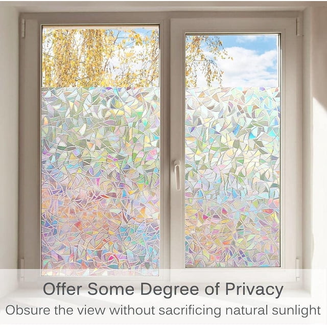 Película de privacidad para ventanas Rawiri, calcomanías estáticas para ventanas, calcomanías de vinilo 3D para ventanas, películas de arcoíris para ventanas, control de calor y anti-UV para puertas