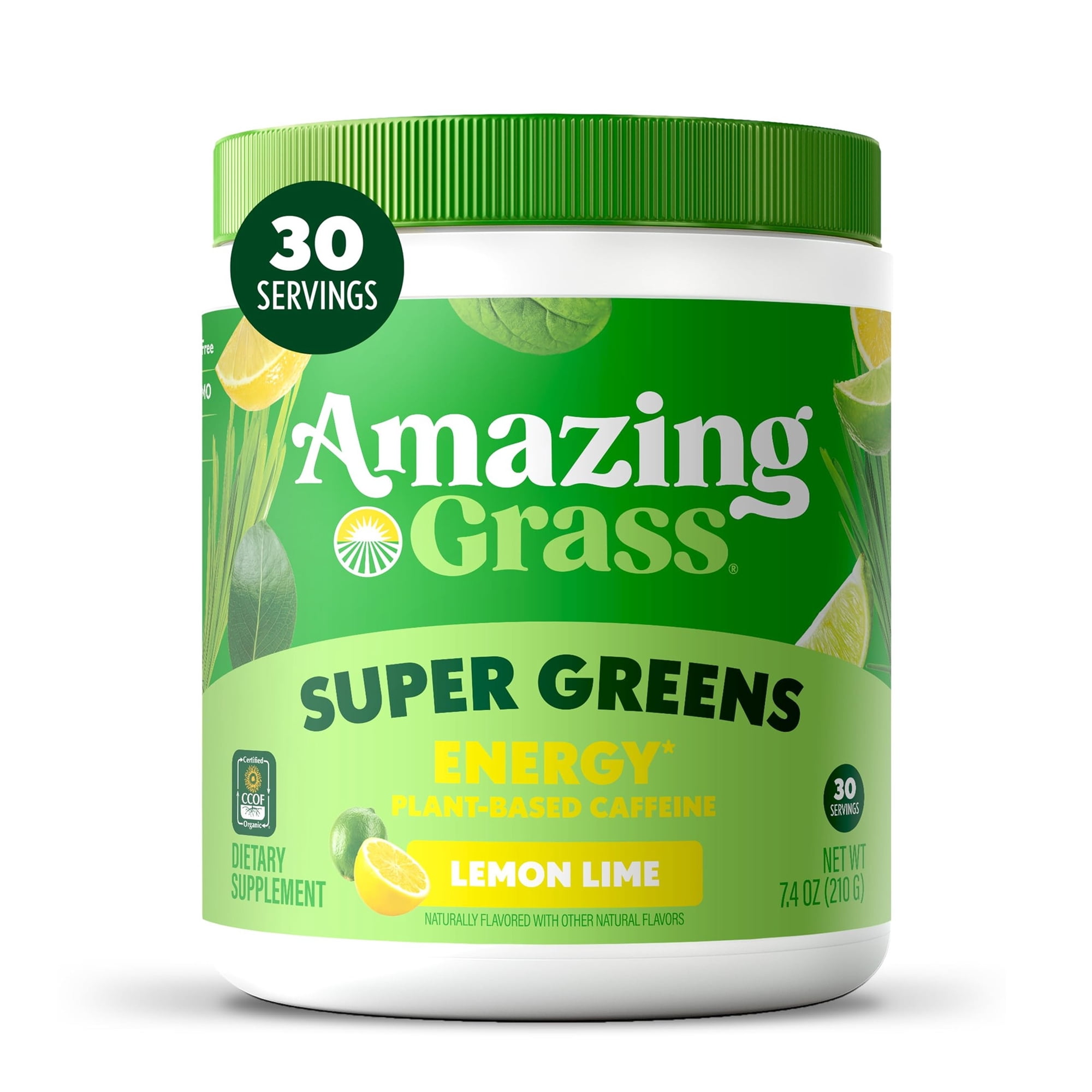 Amazing Grass, Greens Blend Superfood Energy, Powder, Lemon-Lime - 7.4 oz 30 Servings