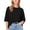 Black, variant on Women's 3/4 Sleeve Loose Fit T Shirt, Round Neck Casual Basic Tee with Breathable Stretchy Fabric, Lightweight Plain Pullover Top for Spring Summer Daily Wear Army Green XXXL