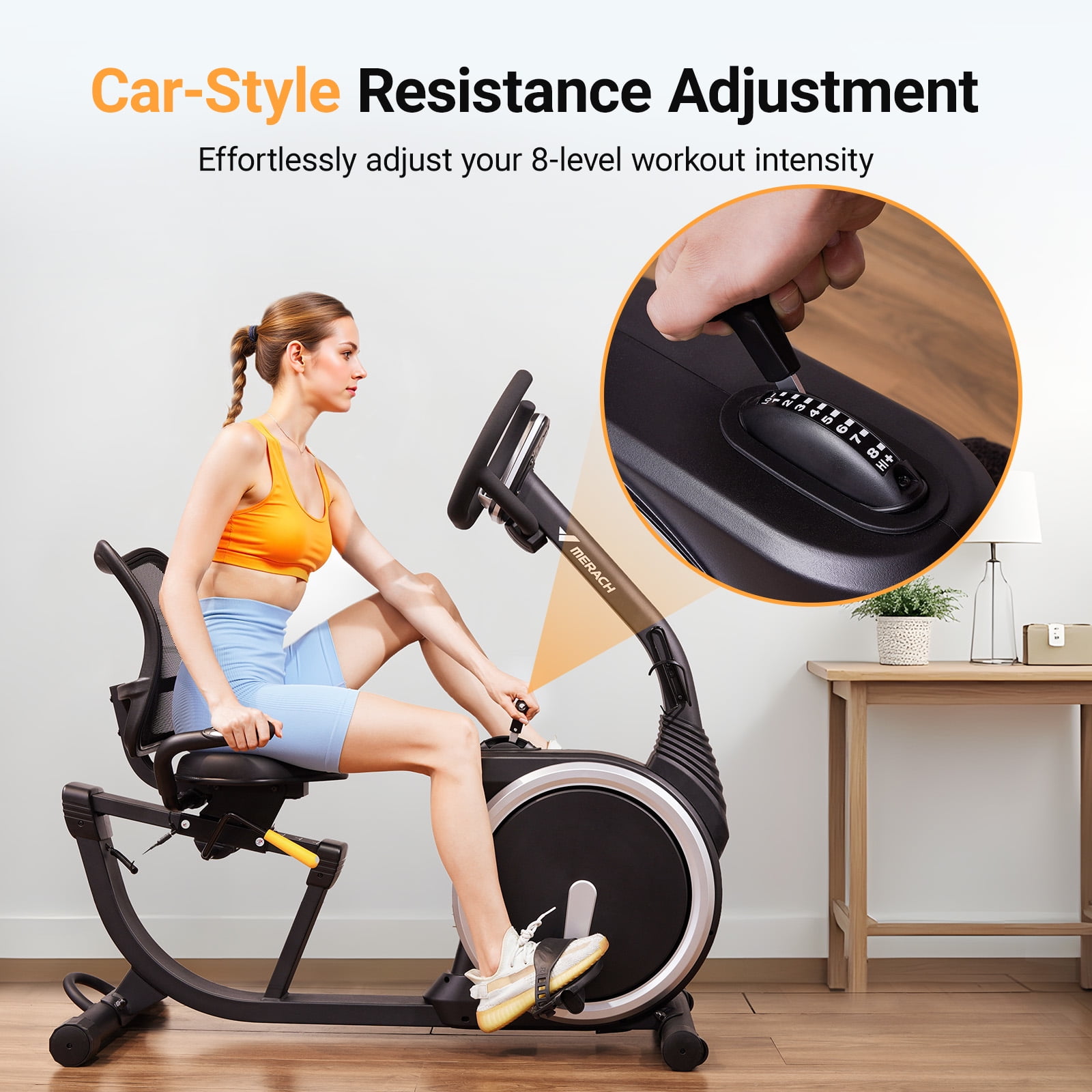 MERACH Exercise Bike, Recumbent Bike for Home Seniors Adults with Smart Bluetooth and Exclusive App, LCD, Heart Rate Handle