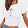 thumbnail image 6 of Busydd T Shirts for Women Casual Short Sleeve Summer Tops for Women Trendy Round Neck Crop Tops for Women Comfy Cotton Graphic Tees L, 6 of 6
