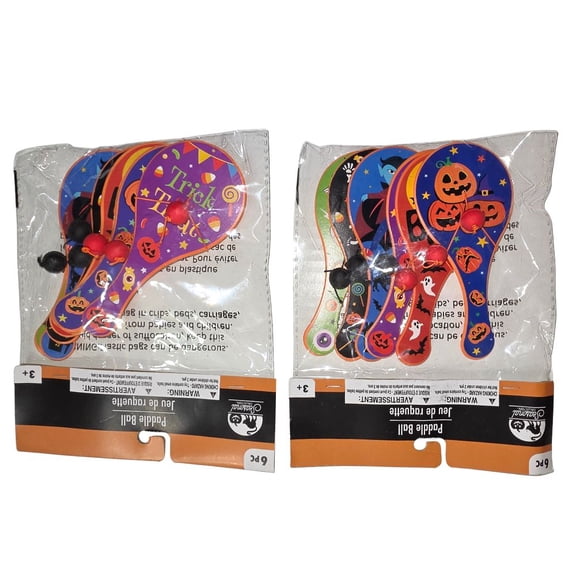 4.8" x 2" Halloween Theme Paddleball Games - 12 Pieces