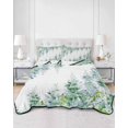 thumbnail image 2 of Quilts Twin-XL Size Bedding Set, Sage Green Wisteria Lightweight Quilted Comforter, Sprinng Summer Pastoral Botanical Soft Reversible Bedspread Coverlet with Pillow Covers for All Season, 68" x 98", 2 of 7