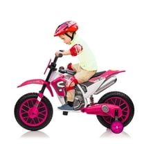 TOBBI 12V Ride on Motorcycle, Battery Powered Electric Motorcycle for Kids with Training Wheels,Ride on Toys for Kids 3-6 Boys Girls, Pink