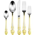 thumbnail image 2 of HOMEHUT 40-Pieces Flatware Set - Gold Cutlery Set Service for 8 People, 18/10 Premium Stainless Steel Silverware Cutlery, 24 Karat Gold-plated, 254G, 2 of 8