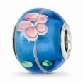 thumbnail image 1 of 925 Sterling Silver Reflections CZ Blue & Pink Floral Blue Glass Bead; for Adults and Teens; for Women and Men, 1 of 3