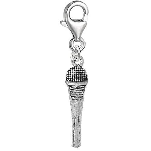 Singers Microphone Clip on Pendant Charm for Bracelet or Necklace