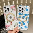thumbnail image 2 of For iPhone 15 Pro Max Phone Case,Compatible With Mag-Safe,Floral Print Back,Crystal Transparent Back,Ultra Slim PC + TPU Shockproof Anti-fall Durable Cover,Non-slip Thin Fit Phone Case,E, 2 of 10