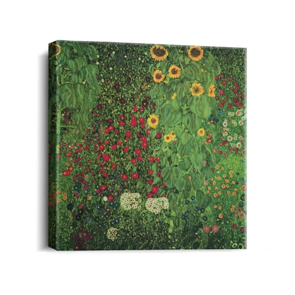 Gustav Klimt Canvas Wall Art - Sunflowers On The Farm Famous Oil Painting Classic Artwork Picture Print with Framed Painting Hang for Home Office Bedroom Living Room Wall Decor-13.5"X13.5"