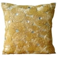 thumbnail image 1 of The HomeCentric Cushion Cover, Gold Decorative Zippered Pillow Covers Pack of 2, 16x16 inch (40x40 cm) Silk Throw Pillows For Couch, Nature & Floral, Roses, Ribbon Embroidery, Decorative - Gold Garden, 1 of 4