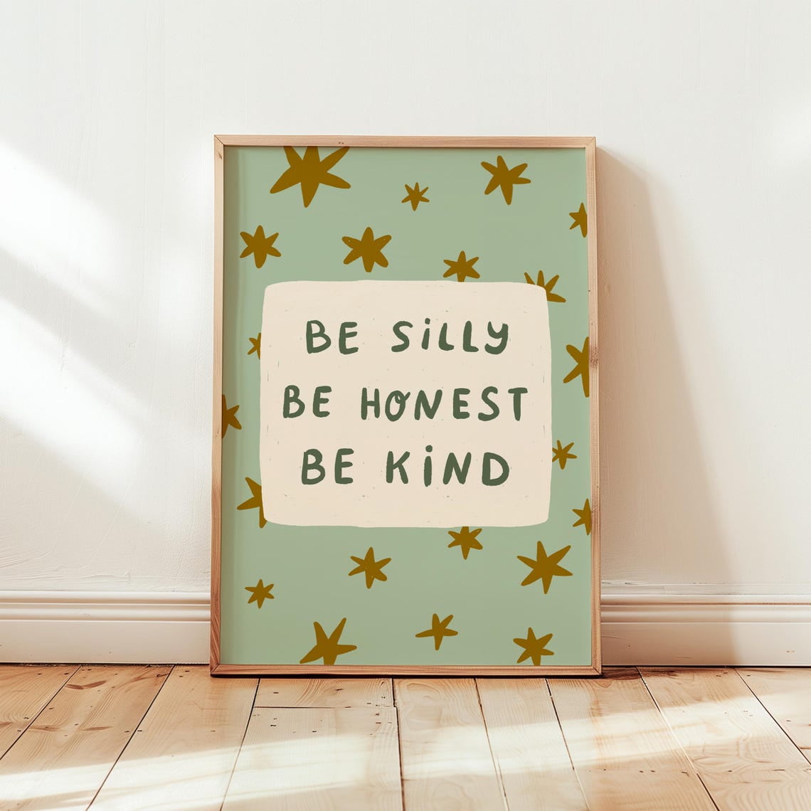 Playful Honest Kind Stars Nursery Playroom Toddler Rustic Landscape Wall Art Decor Unframed Paper Print