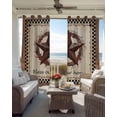 thumbnail image 6 of Western Star Vintage Blackout Curtains for Bedroom Living Room Darkening Curtains 54 Inch Long Country Texas Stars Buffalo Plaid Brown Short Curtain for Small Window Treatment Drapes 42"x54"x2, 6 of 9
