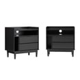 thumbnail image 6 of Walker Edison Mid-Century Modern 2-Drawer Wood Nightstand, Set of 2, Black, 6 of 9