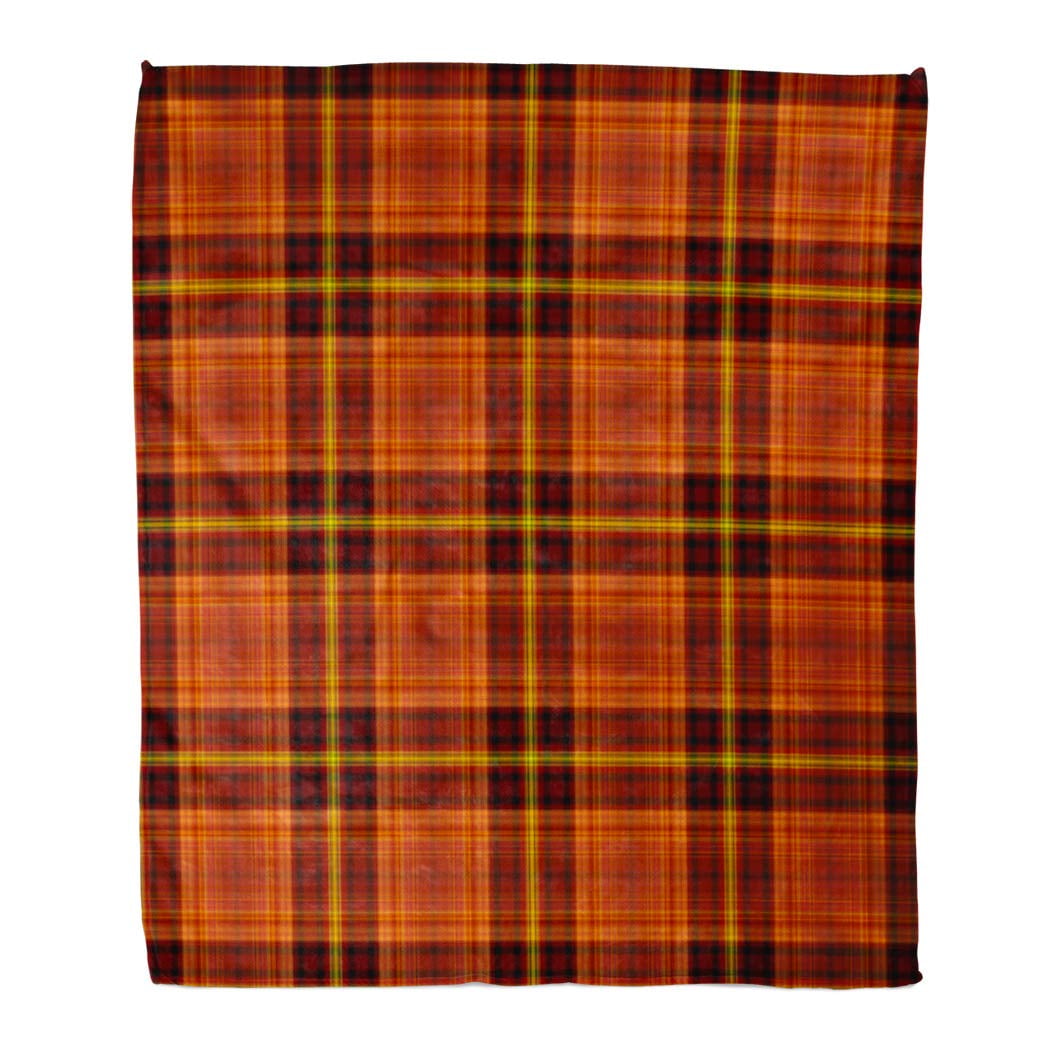 ASHLEIGH Throw Blanket 58x80 Inches Black Tartan Warm Plaid Brown Fall